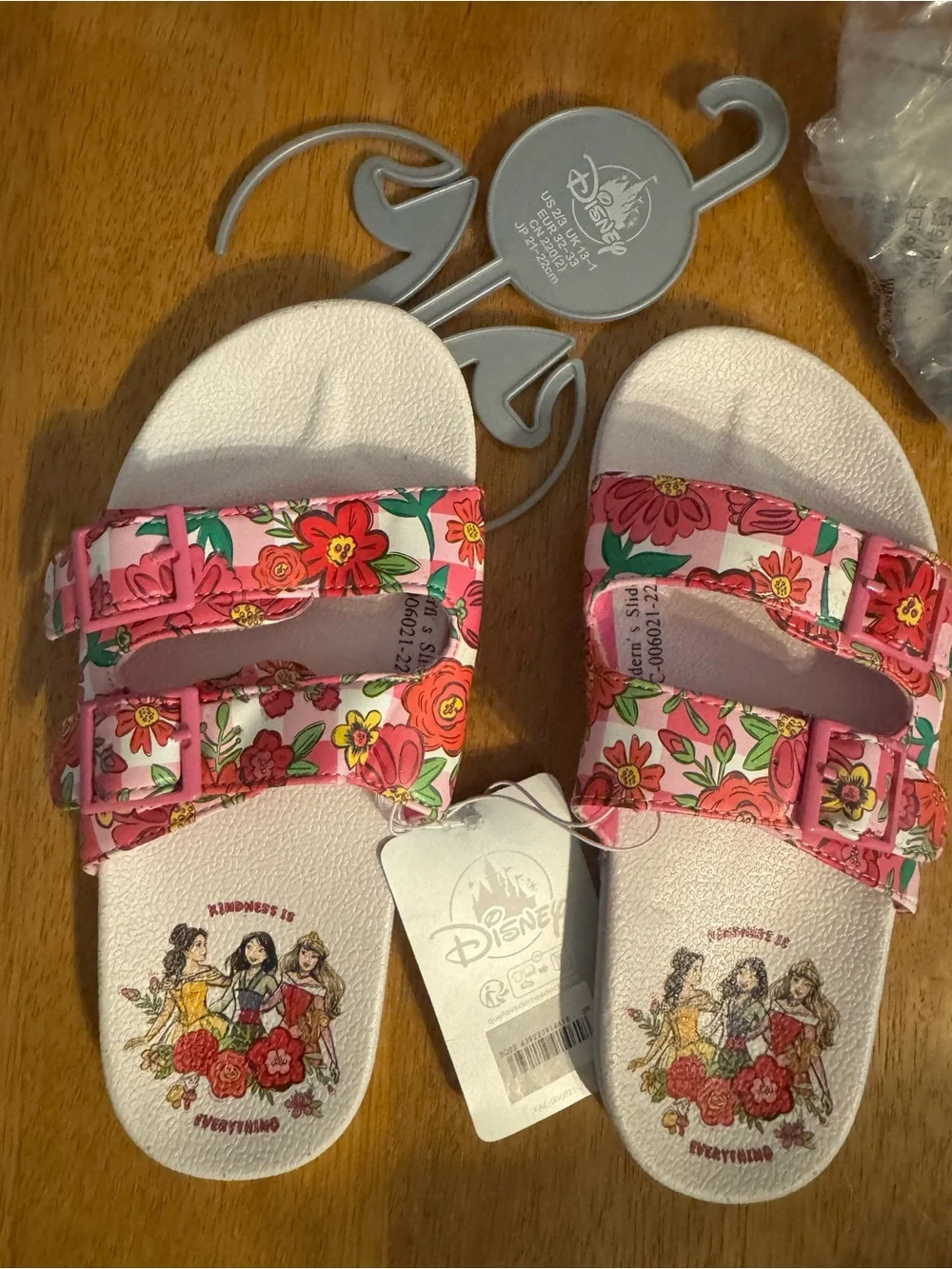 Disney Pink Floral Double-Strap Kids Slide Sandals